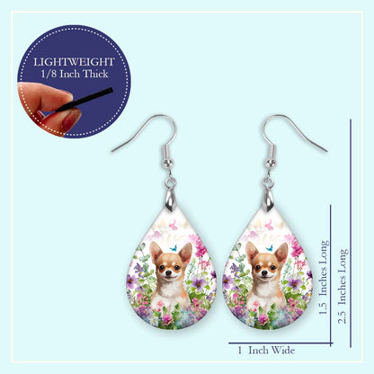Chihuahua Earrings – Floral Garden Teardrop Dog Earrings