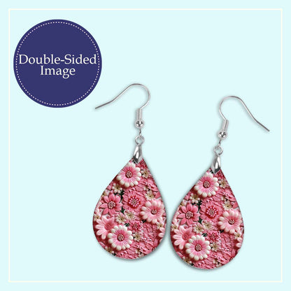 Pink Floral Earrings – Lightweight Teardrop Earrings