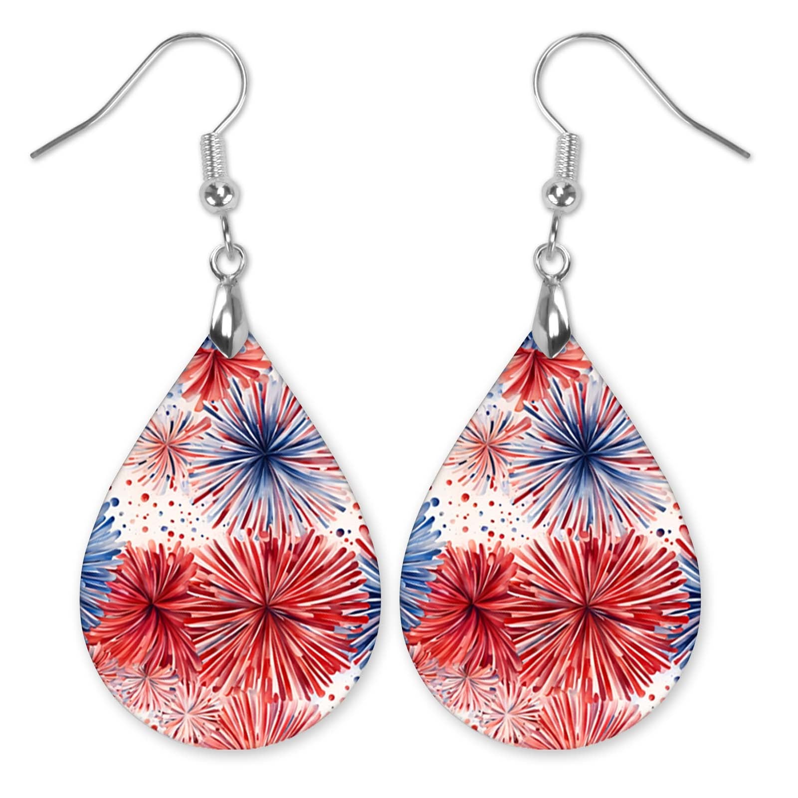 Independence Day Earrings Acrylic Glitter Heart Star Firework