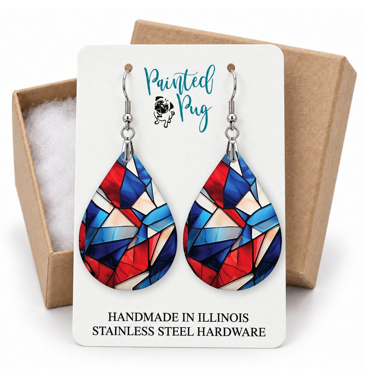 Stained Glass Teardrop Earrings gift box