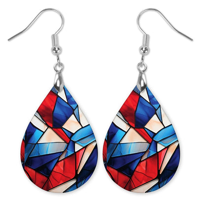 Stained Glass Teardrop Earrings on white