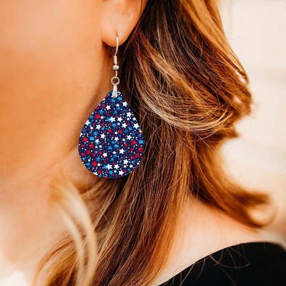 Patriotic Teardrop Earrings – Red White Blue Star Design