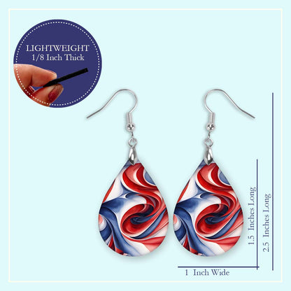 Patriotic Teardrop Earrings – Red White Blue July 4th Dangles