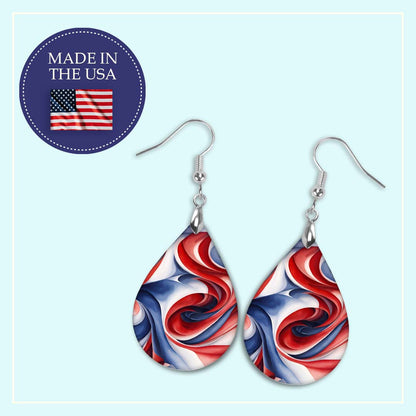 Patriotic Teardrop Earrings – Red White Blue July 4th Dangles
