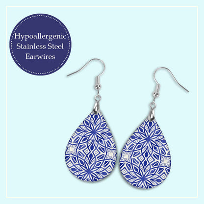 Blue Mosaic Teardrop Earrings