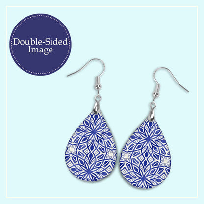 Blue Mosaic Teardrop Earrings
