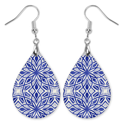 Blue Mosaic Teardrop Earrings