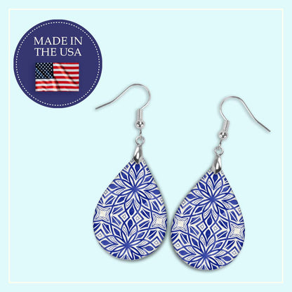 Blue Mosaic Teardrop Earrings