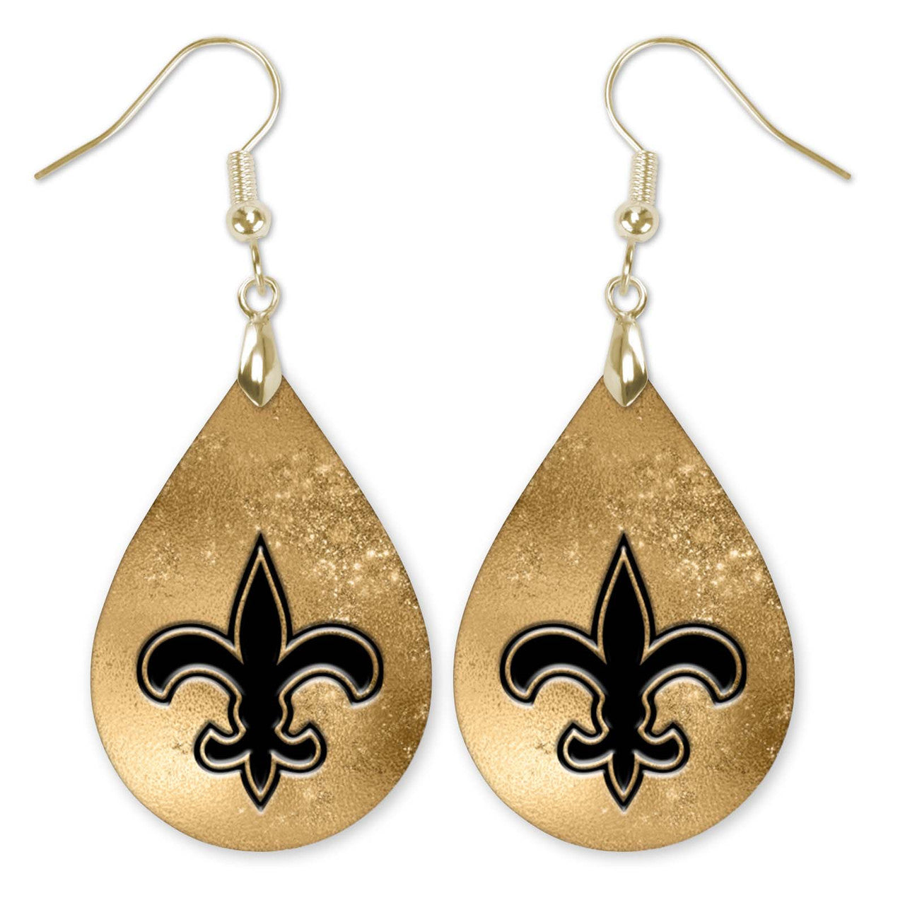 Fleur de Lis Earrings – Gold and Black Teardrop Dangles — The Painted Pug