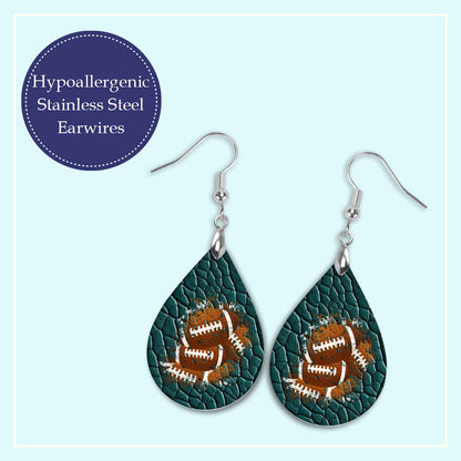 Handmade Green Football Theme Earrings - Perfect for Football Moms, Female Football Players, Coaches and Fans