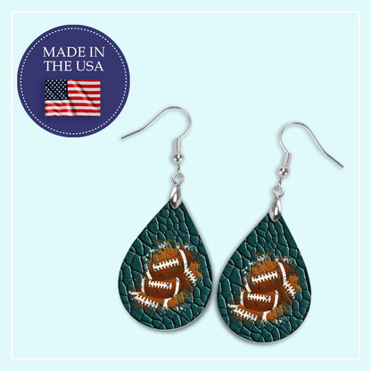 Handmade Green Football Theme Earrings - Perfect for Football Moms, Female Football Players, Coaches and Fans