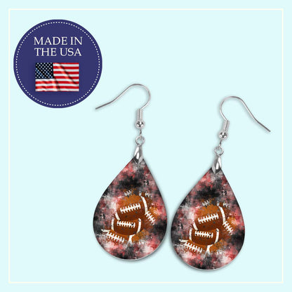 Handmade Football-Themed Earrings in Red, Black, and Gray - Perfect for Football Moms, Female Football Players, Coaches and Fans