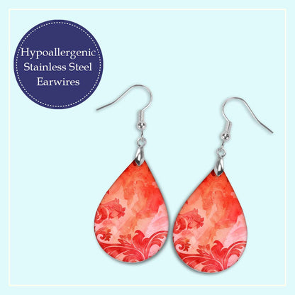 Dangle Red MDF Earrings for Everyday Wear - Stylish Wooden Jewelry