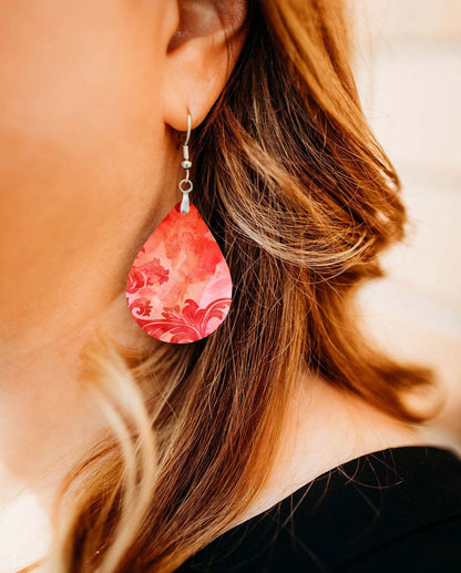Dangle Red MDF Earrings for Everyday Wear - Stylish Wooden Jewelry