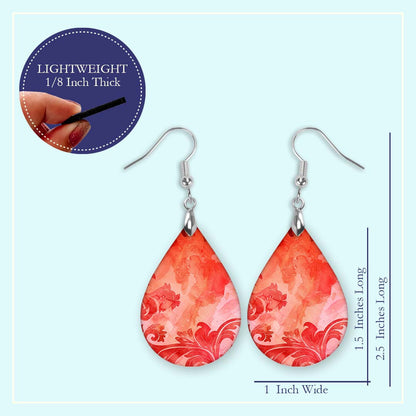 Dangle Red MDF Earrings for Everyday Wear - Stylish Wooden Jewelry