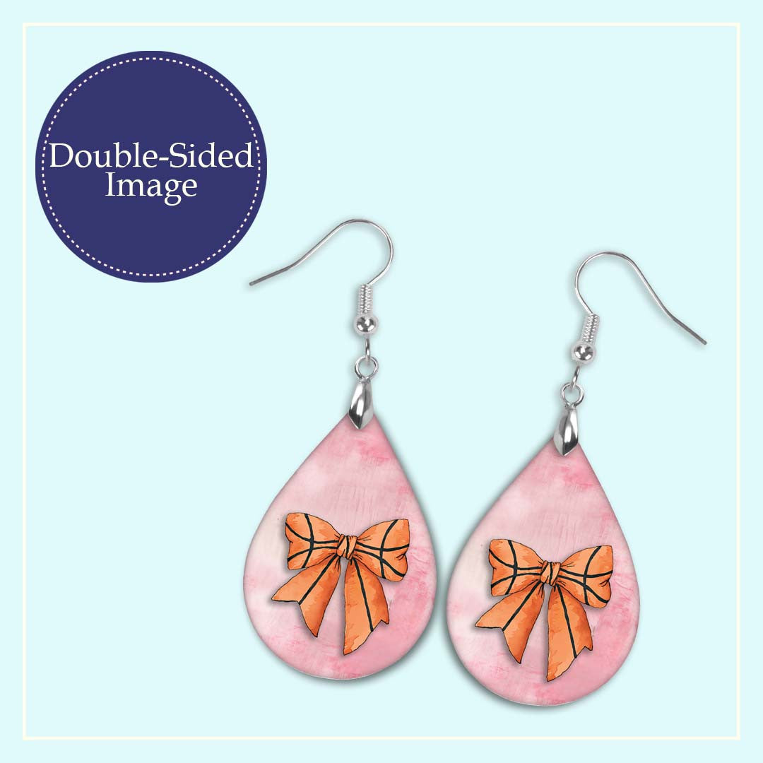 Basketball Earrings Pink Dangle Boho | Printed Wood Coquette