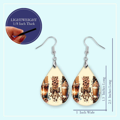 Coffee Bean Teardrop Earrings – Trendy Iced Latte Jewelry Gift For Coffee Lovers