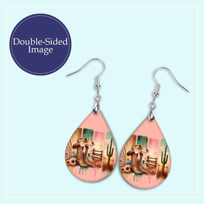 Western Cowgirl Teardrop Earrings – Stylish Desert-Inspired Jewelry Gift For Rodeo Lovers