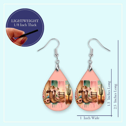 Western Cowgirl Teardrop Earrings – Stylish Desert-Inspired Jewelry Gift For Rodeo Lovers