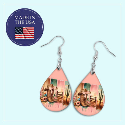 Western Cowgirl Teardrop Earrings – Stylish Desert-Inspired Jewelry Gift For Rodeo Lovers