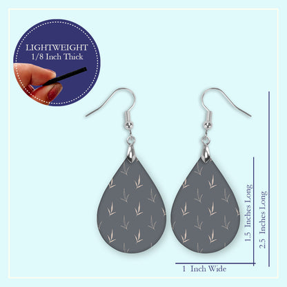 Grey Floral Teardrop Earrings – Mini or Large Lightweight Drops