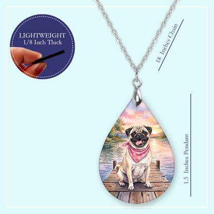 Fawn Pug Lake Sunset Teardrop Earrings