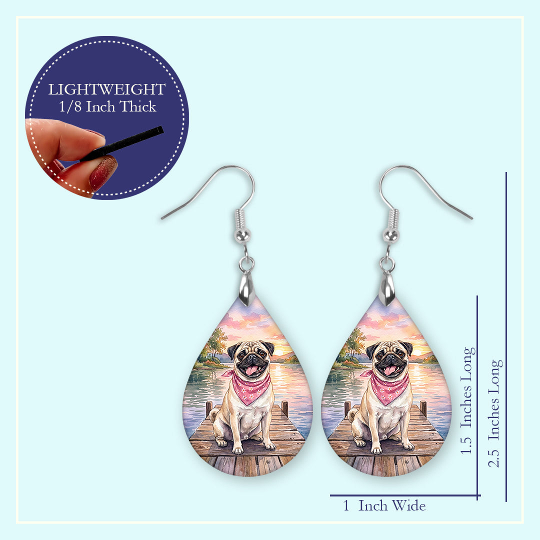 Fawn Pug Lake Sunset Teardrop Earrings