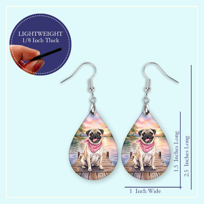 Fawn Pug Lake Sunset Teardrop Earrings
