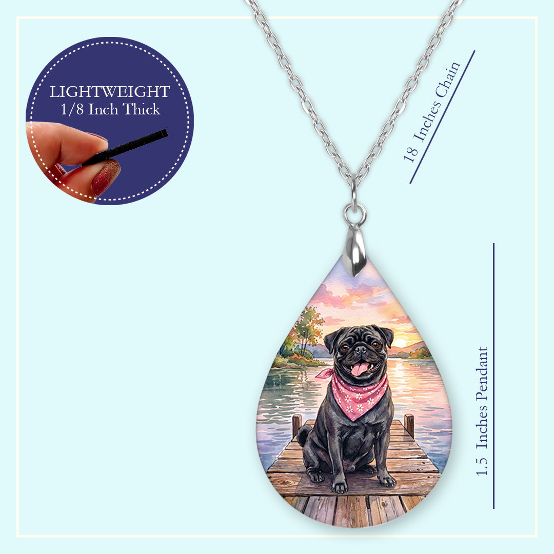 Black Pug Lake Sunset Teardrop Earrings