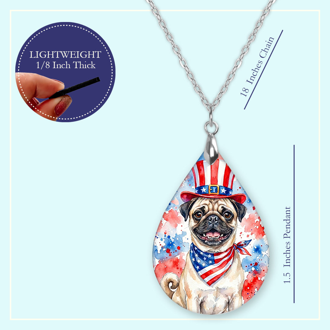 Fawn Pug 4th of July Earrings | Patriotic Pug Mom