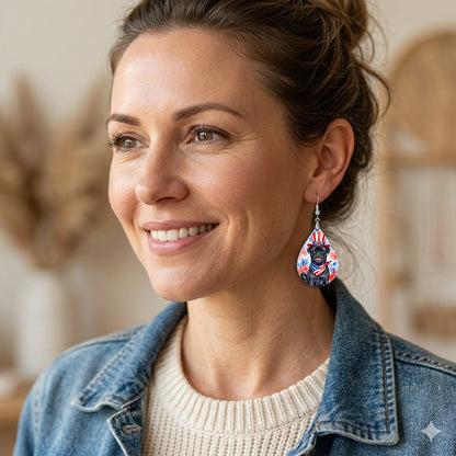 Black Pug 4th of July Earrings | Patriotic Pug Mom