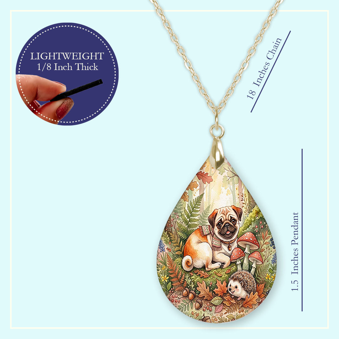 Necklace size guide: 18 inch chain, 1.5 inch pendant, lightweight