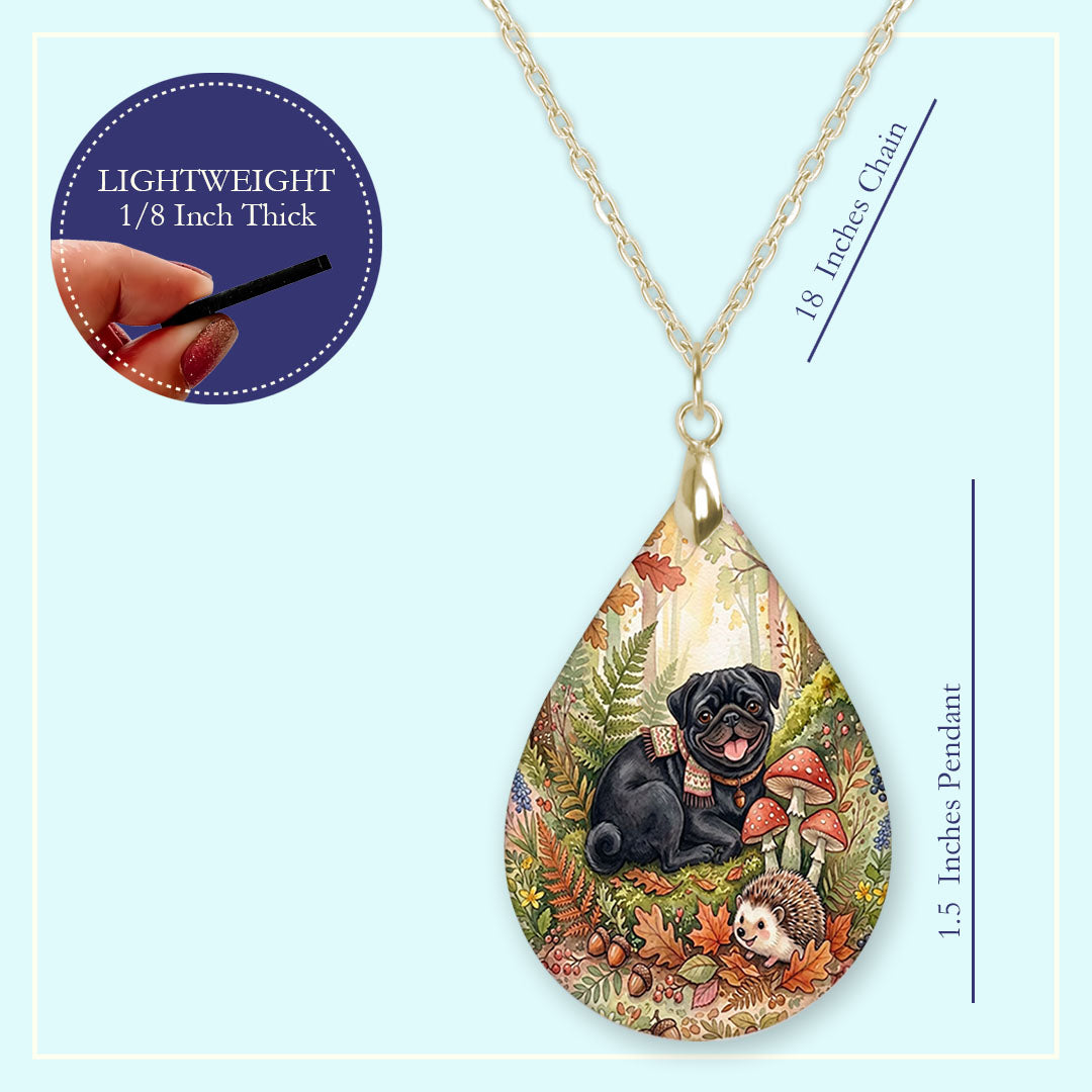 Necklace size guide: 18 inch chain, 1.5 inch pendant, lightweight