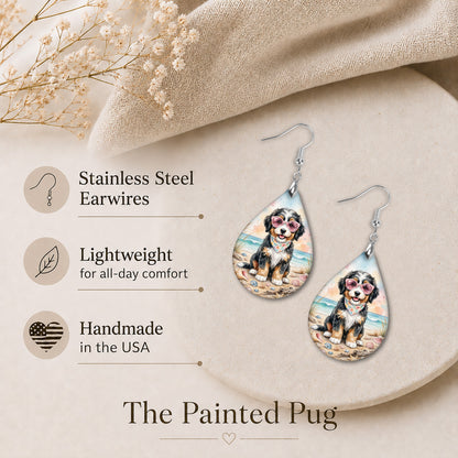 Bernedoodle Beach Dog Mom Teardrop Dangle Earrings — 2 Sizes