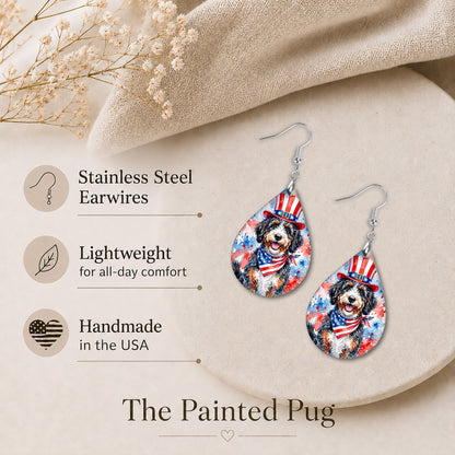 Bernedoodle 4th of July Earrings | Patriotic Dog Mom