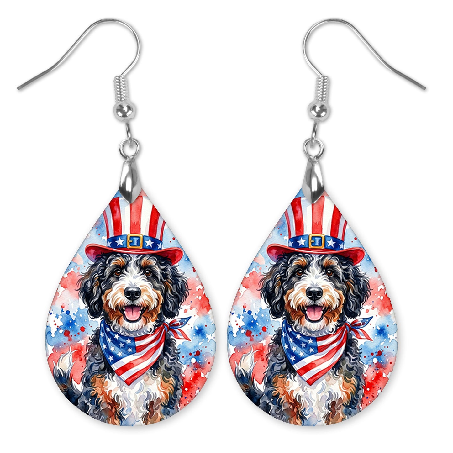 Bernedoodle 4th of July Earrings | Patriotic Dog Mom