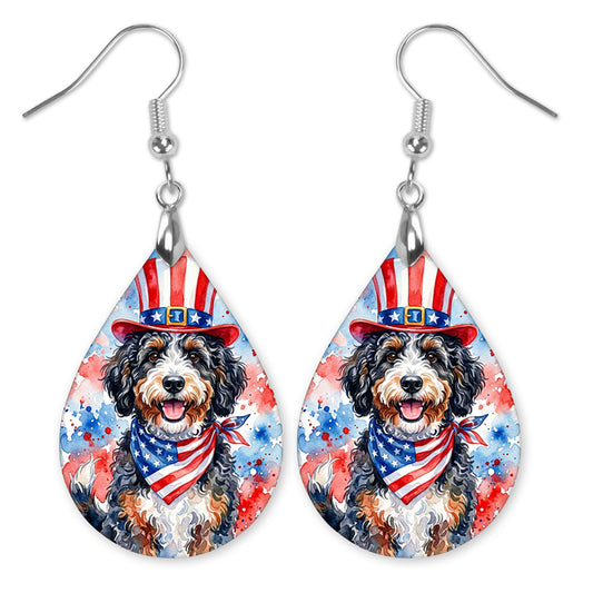 Bernedoodle 4th of July Earrings | Patriotic Dog Mom