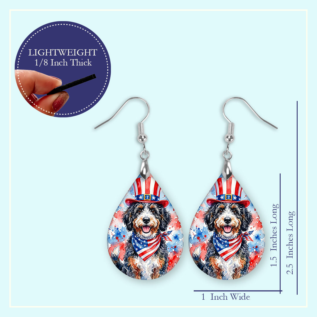 Bernedoodle 4th of July Earrings | Patriotic Dog Mom
