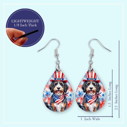 Bernedoodle 4th of July Earrings | Patriotic Dog Mom