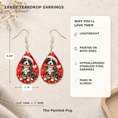 Earring size guide: 2.25 inches long with hook, 1 inch wide