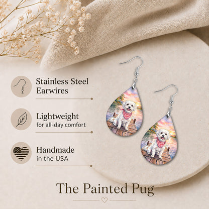 Maltese Lake Sunset Teardrop Earrings