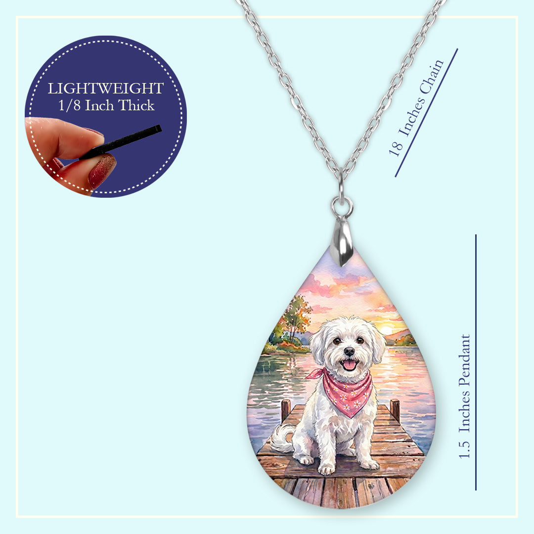 Maltese Lake Sunset Teardrop Earrings