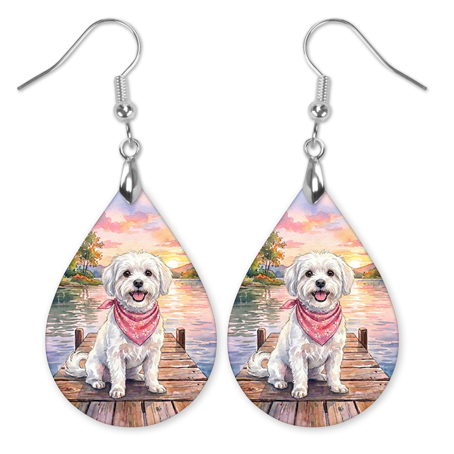 Maltese Lake Sunset Teardrop Earrings