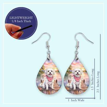 Maltese Lake Sunset Teardrop Earrings