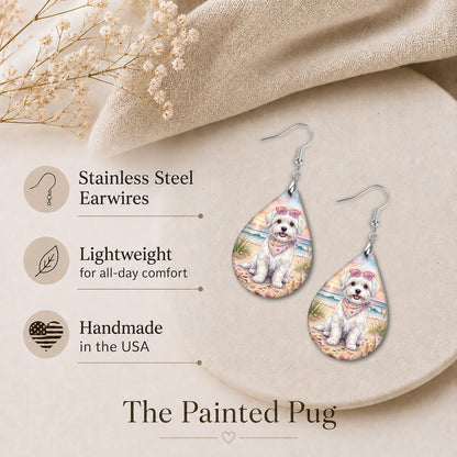 Maltese Beach Sunset Teardrop Earrings