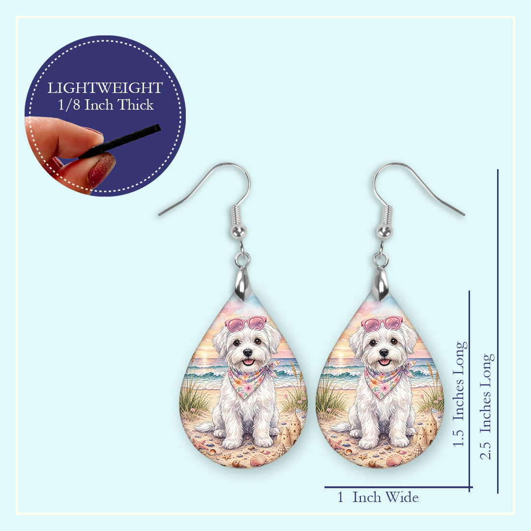 Maltese Beach Sunset Teardrop Earrings