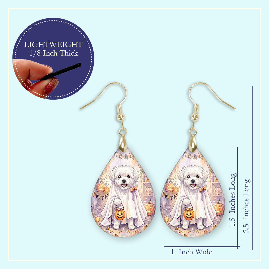 Earring size guide: 1.5 inch pendant, 2.5 inches long, 1 inch wide