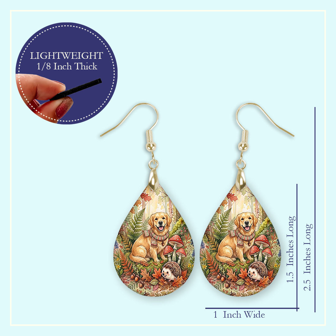Earring size guide: 1.5 inch pendant, 2.5 inches long, 1 inch wide
