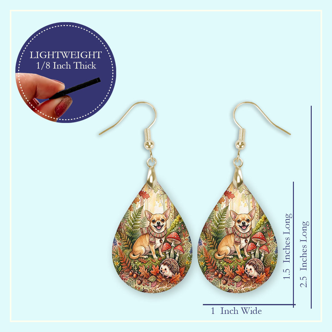 Earring size guide: 1.5 inch pendant, 2.5 inches long, 1 inch wide