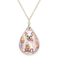 Frenchie Ghost Teardrop Necklace